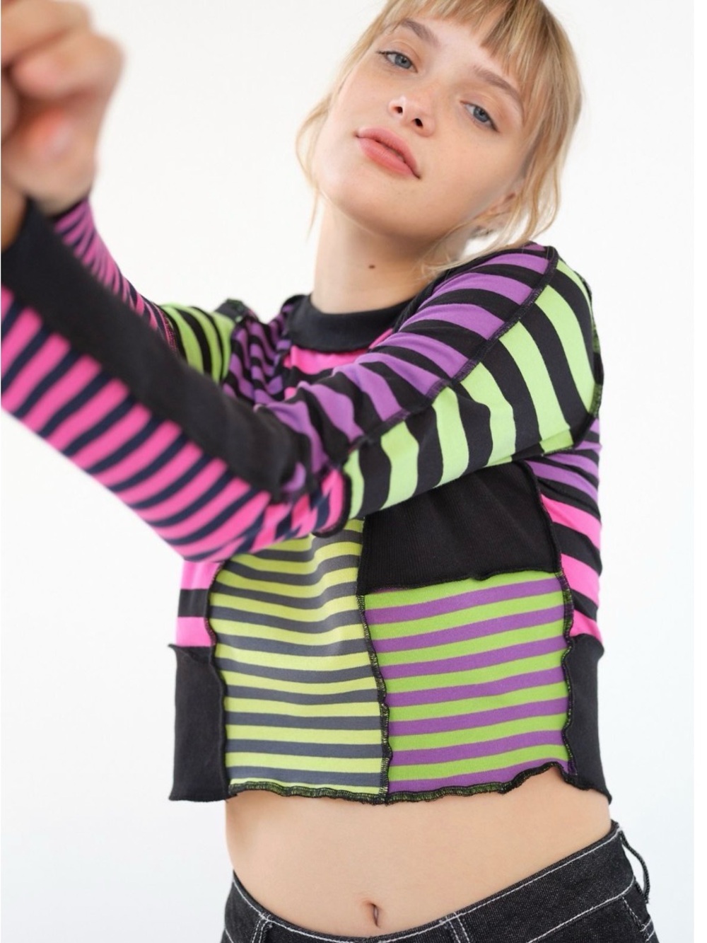Ragged Preist Punch Patchwork Long Sleeve Tee Sz. Medium—New with tags!